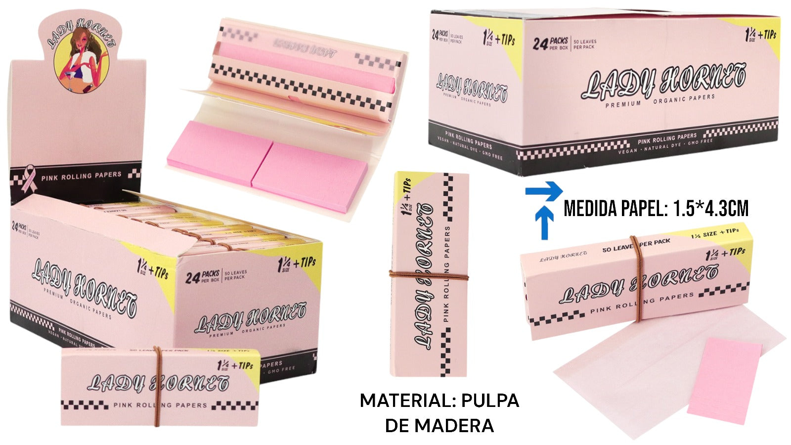 PAPEL FILTRO LADY HORNET1,1/4 24L*50H PAPEL FILTRO LADY HORNET1,1/4 24L*50H